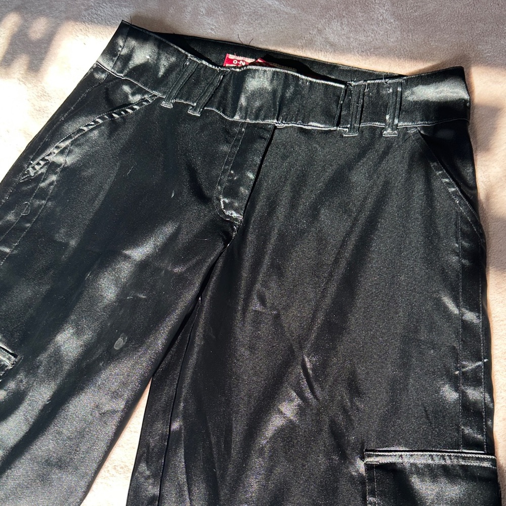 Women's Shiny Black Wide Leg Pants